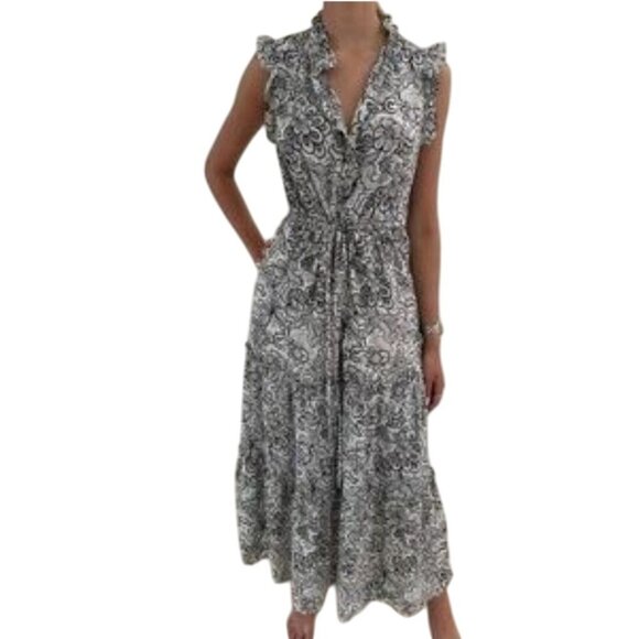 Who What Wear Modest Ruffled High Neck Flutter Short Sleeve Maxi Dress Size XS - Picture 1 of 6